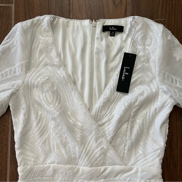 White Lulus sequin jumpsuit NWT - Picture 4 of 9